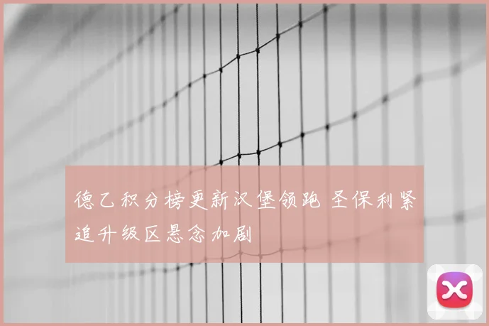 德乙积分榜更新汉堡领跑 圣保利紧追升级区悬念加剧